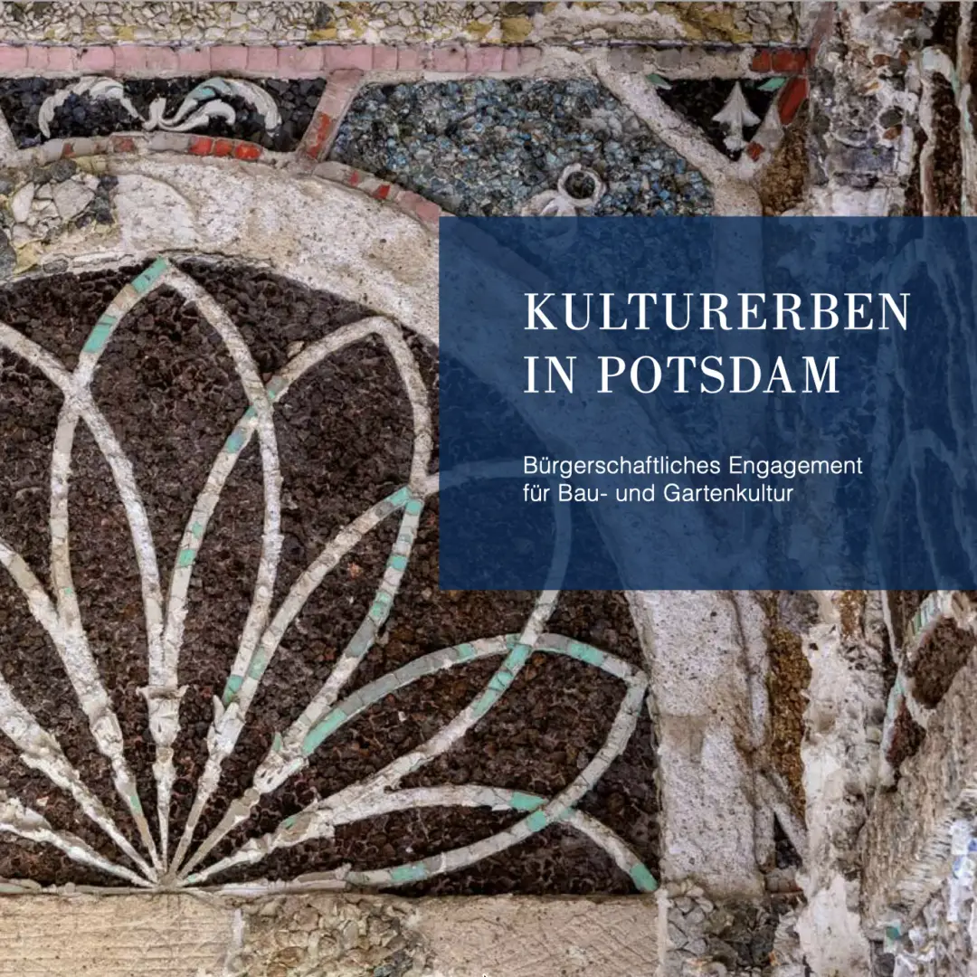 Titelbild der Broschüre "Kulturerben Potsdam" mit Elementen aus der Muschelgrotte Potsdam